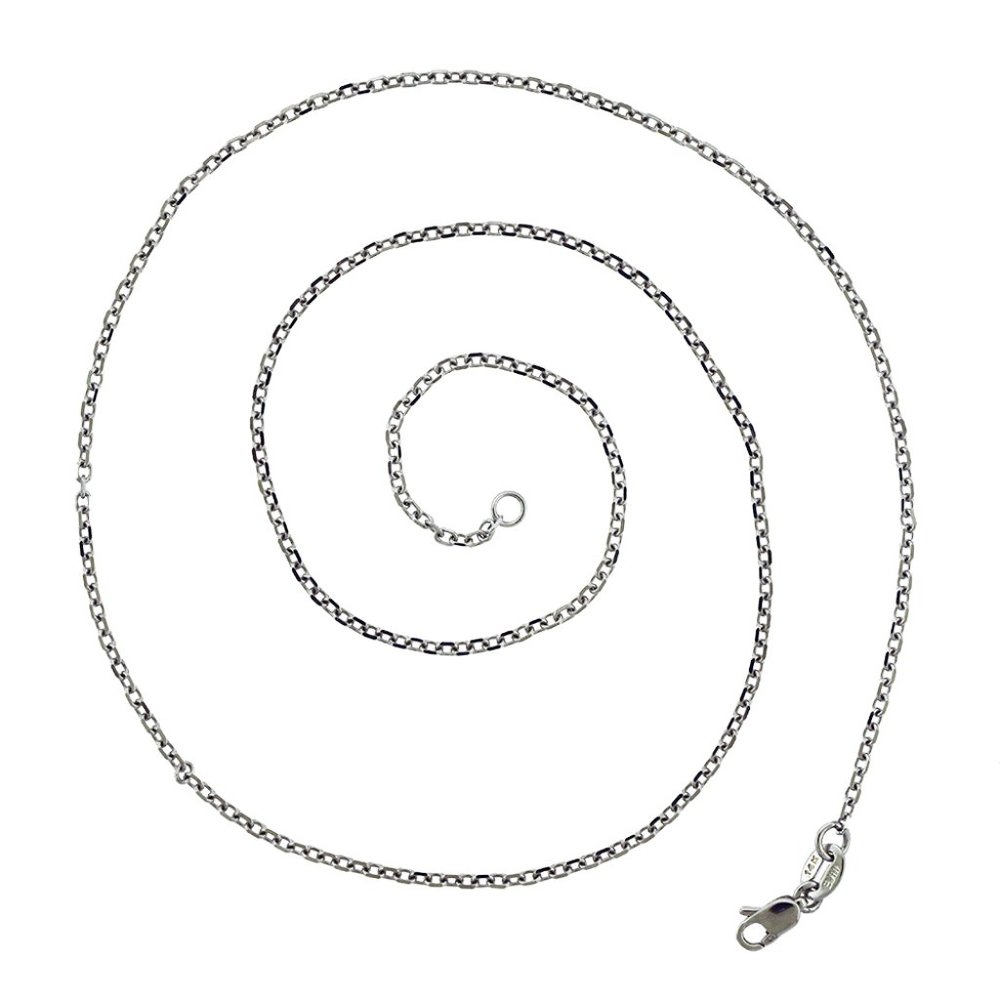16" Cable Rolo Link Chain 14K White Gold Necklace